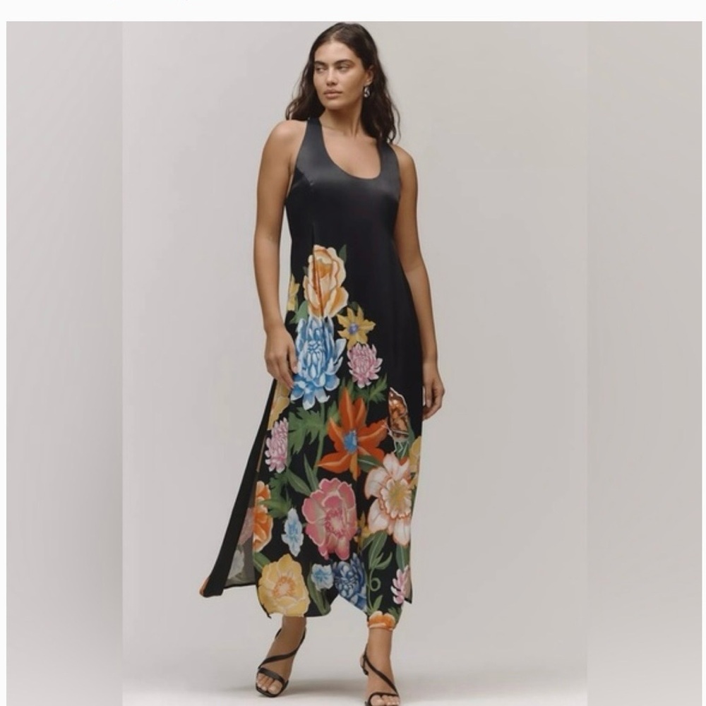 Anthropologie Sleeveless Linen Blend Maxi Dress